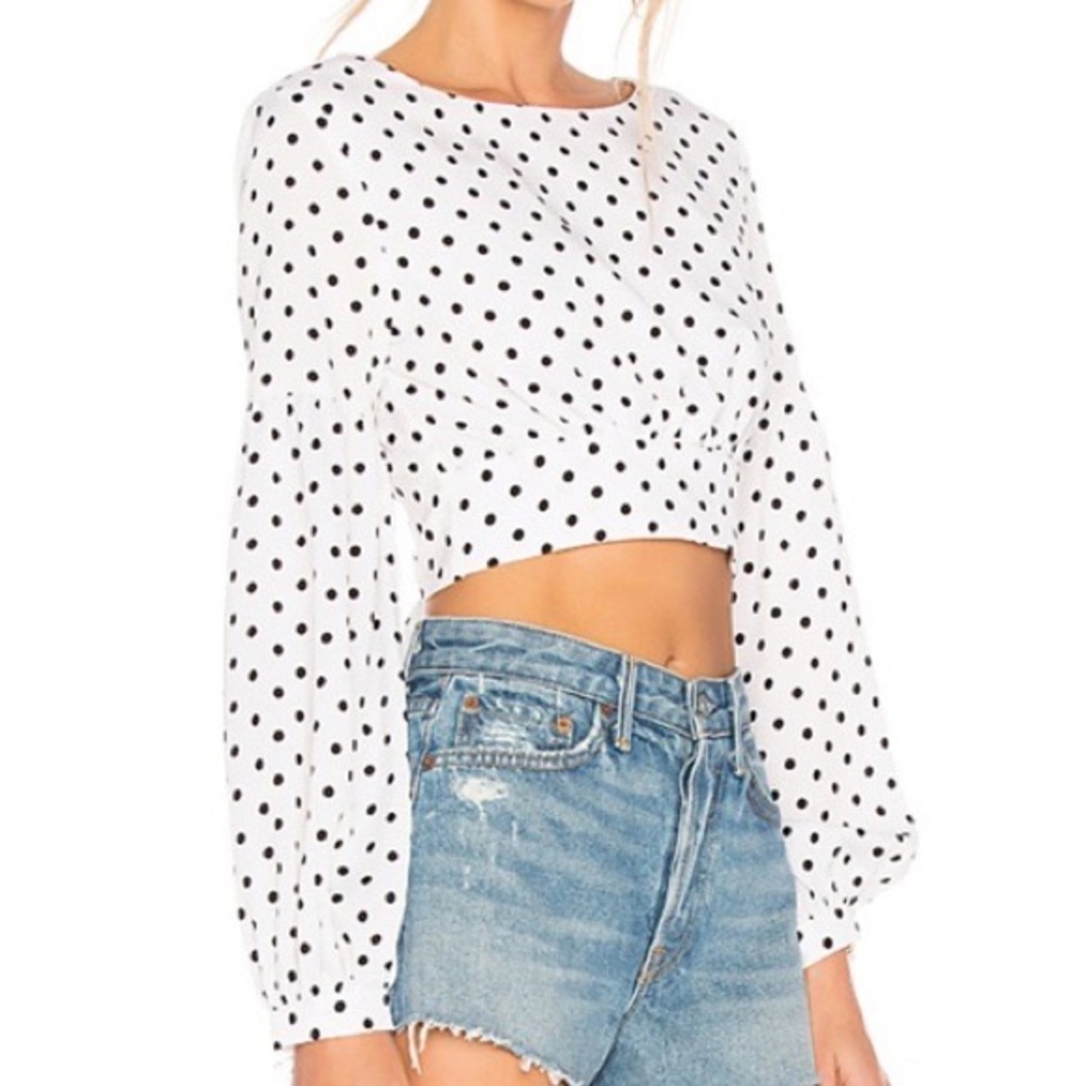 Revolve by the way Polka Dot Tie Crop Top